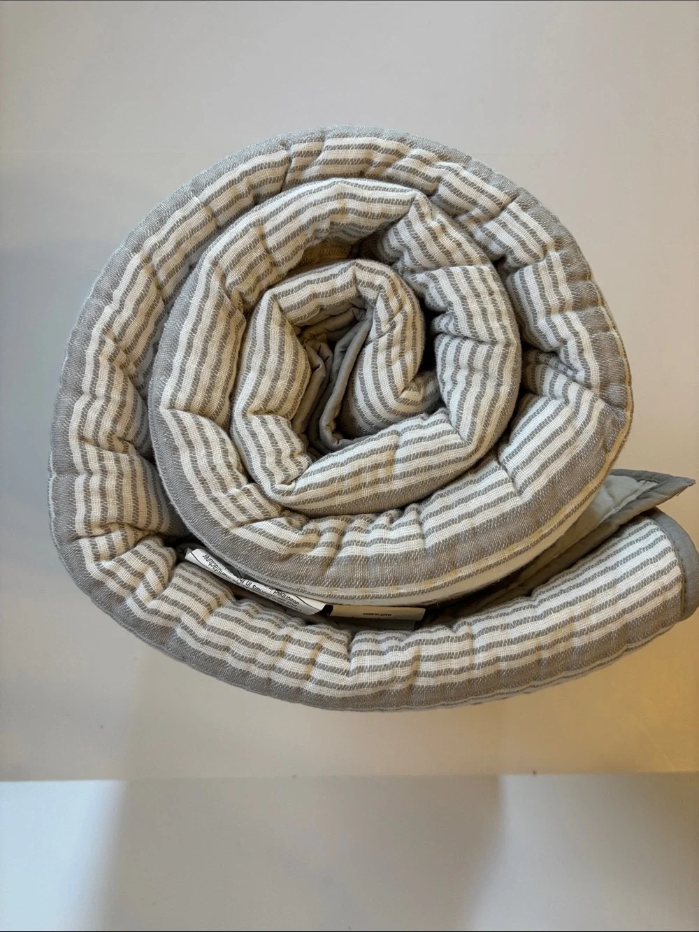 Hearth & Hand Twin Woven Quilt Sour Cream with Gray Stripes